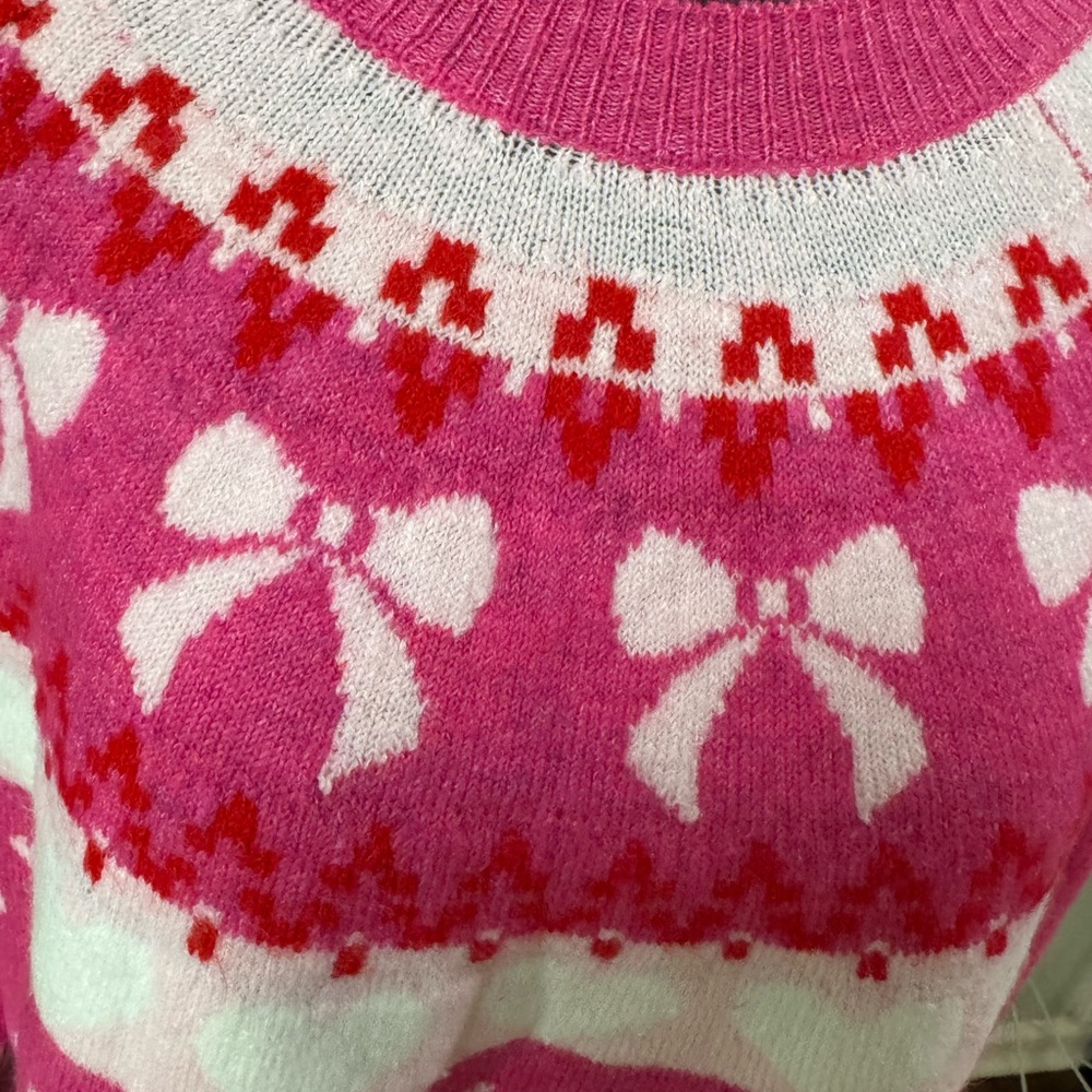 NWT CeCe Sweater Valentine's Day women's Medium Bows and Hearts - Picture 8 of 15